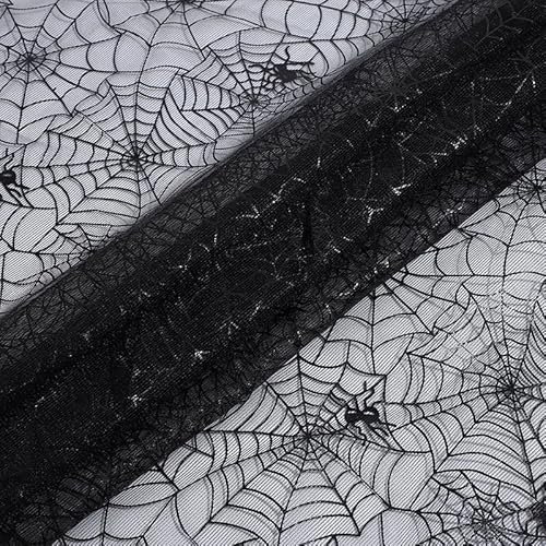 200 x 150cm Spinnennetz Netzstoff zum Nähen,Halloween Hexe Spinnennetz Stoff Netzstoff Dekostoff Kostümstoff zum Nähen Leichter Glanz Glitzer Tüllstoff Für Halloween Kleidung Basteln Party Dekoration