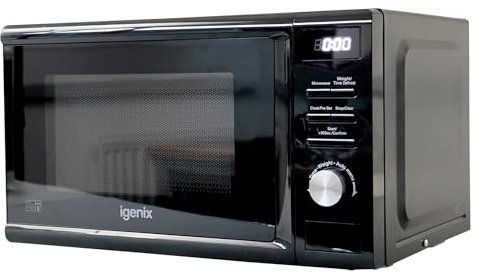 Igenix IGMD0820B Digital Microwave, 20 Litre, 800 W, 5 Power Levels, Defrost by Time/Weight, 95 Minute Timer, Black