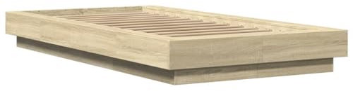 vidaXL Bettgestell, Bett Einzelbett für Schlafzimmer, Bettrahmen mit Lattenrost, Schlafzimmerbett Modernes Design, Sonoma-Eiche 90x200cm Holzwerkstoff