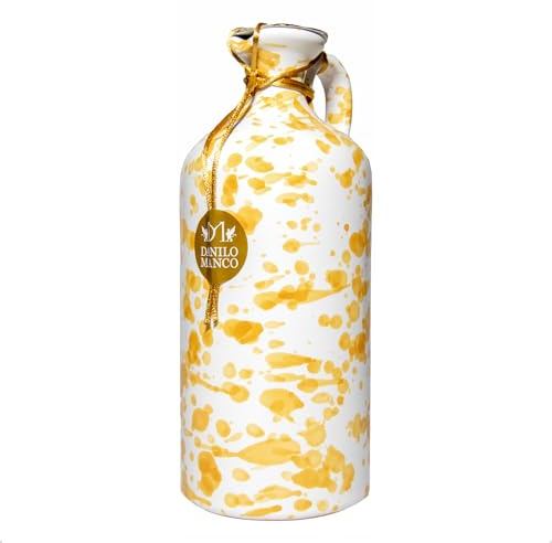 Extra Virgin Olive Oil In Hand Painted Yellow Ceramic Olive Oil Bottle, Italian Cold Pressed Olive Oil, Perfect For Cooking, Marinades And Salad Dressings, 500ML