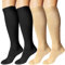 DDOBB 4 Paar Kompressionsstrümpfe Damen und Herren Stützstrümpfe Kompressionssocken Stützsocken Reisestrümpfe für Flug Sport Running Radsport(Schwarz*2+Hautfarbe*2, L-XL)