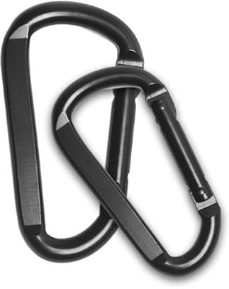 Moschettone a vite da 6,7 cm, set di moschettoni, gancio a D, moschettone in alluminio, moschettone, moschettone in alluminio, moschettone in alluminio, moschettone con anello portachiavi – nero