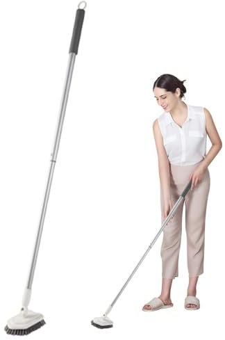Haushaltsbürste mit langem Griff, Bodenscheuerbürste, verstellbare Bodenbürste mit langem Griff, Scheuerbürste mit harten Borsten – robuste Reinigungsbürste, kratzfest, Bodenreiniger für Zimmer