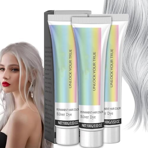 HLMULL Tinte para el Cabello Plateado con extracto de Esencia Natural 2 en 1, Tinte para el Cabello Natural Gris Plateado, Tinte para el Cabello Natural, Adecuado para Todo Tipo de Cabello