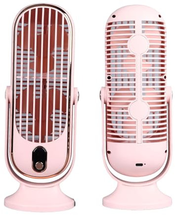 Tower Fan for Bedroom, Ultra Quiet Oscillating Table Fan, Powerful Personal Small Standing with 5 Gears, Portable Electric USB Rechargeable Desk for Home, Office Desktop (Pink)