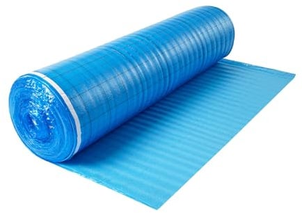 VEVOR Trittschalldämmung, 18,6 m²/Rolle, 3-in-1 3 mm dicke Dämmungunterlage mit Klebeband & Dampfsperre, EPE-Schaum mit blauem PE, Schalldämmung & Geräuschreduzierung, für Laminat-Holzböden