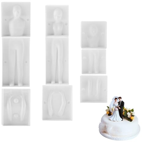 9pcs Kunststoff Backform, 3D -Menschen geformte Form Mann Frau Körperform DIY -Gebäckbackdekoration für Hochzeitsfeierfamilien ﻿