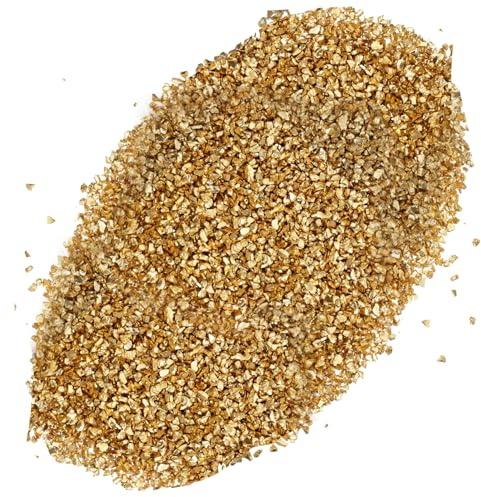 Zerkleinertes Glas Gold 500g Unregelmäßig für Bastelarbeiten Selbstgemacht | Metallisch Schimmernde Streusel, Leichte Stücke für Bilderrahmen, Scrapbooking, Geschenkverpackung
