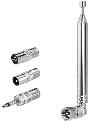 Antena FM Telescópica 76 cm – Antena Interior de 75 Ohm para Radio FM, Receptor Estéreo, Cadena HiFi, Sintonizador Am FM Dab