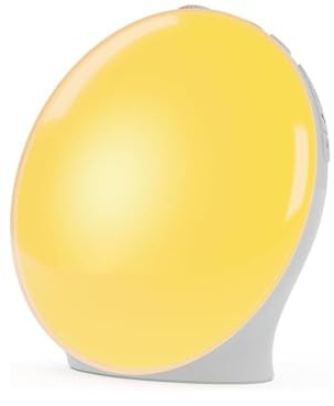 LOGT Tageslichtwecker Lichtwecker Sonnenaufgang, Wecklicht mit Sonnenaufgangs 7 natürlichen Sounds und Snooze Funktion Nachttischlampe Vollbild Digitaler Wecker 8 Farblicht Wake Up Licht