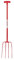 Faulks Four Prong T Handle Manure Fork: Red