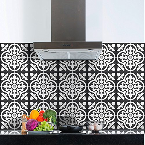 60 Stickers adhésifs carrelages | Sticker Autocollant Carreaux de Ciment - Mosaïque carrelage Mural Salle de Bain et Cuisine | Carreaux de Ciment adhésif Mural - azulejos - 20 x 20 cm - 60pièces