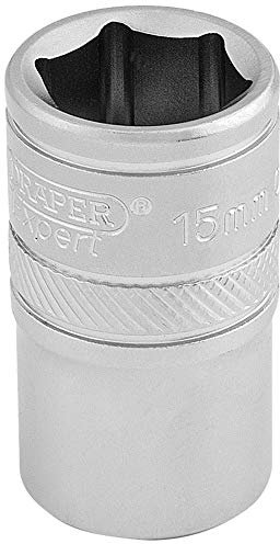 Draper 16605 1/2 Square Drive 6 Point Socket, 15mm Size,Blue