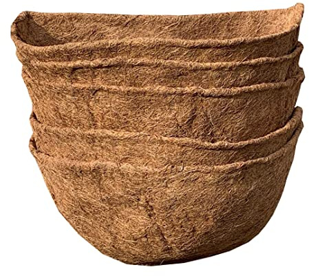 Selections Preformed Half Round Coco Liner for Garden Wall Basket Hayrack Planter (50cm / 20 Inch) - Pack of 5