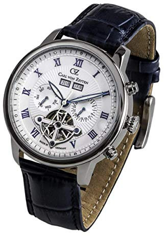 Carl von Zeyten Herren Analog Automatik Uhr mit Leder Armband CVZ0053WH