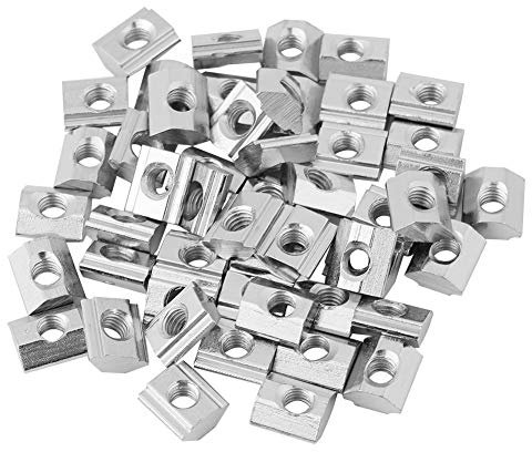T-Nut-Mutter, 50 Stück EU20-M5 T-Nut Kohlenstoffstahl Nutensteine Nickel Beschichteter Kohlenstoffstahl Schiebe-Nutenstein für Aluminiumprofil-Zubehör