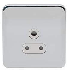 Schneider Electric Lisse Screwless Deco - Unswitched Single Power Socket, Round Pin, 5 A, GGBL3080WPC, Polished Chrome with White Insert