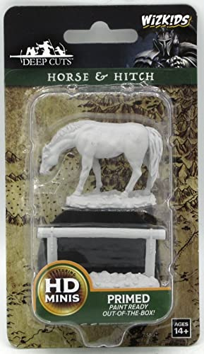 WizKids Deep Cuts Unpainted Miniatures - Horse & Hitch (6 Units)