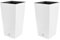 2in1 Gartenset Pflanzkübel Rattan-Optik Blumentopf inkl. Einsatz 11L Pflanzenbehälter Kunststoff 4 Farben 26x26cm (Weiß)