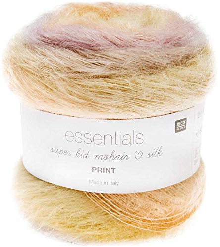 Rico Essentials Super Kid Mohair Loves Silk Print, Lacegarn Mohair Seide Farbverlauf zum Stricken und Häkeln, Lacewolle Nadelstärke 4,5 mm, 50g ca. 375m (007 sphaere, Grundpreis: 36,98€/100g)