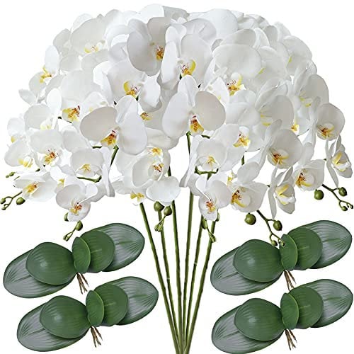 FagusHome Künstliche Phalaenopsis-Blumen, 81,3 cm, 6 Stück mit 4 Bündeln, künstliche Orchideen, Stielpflanzen für Heimdekoration (6 Stück)