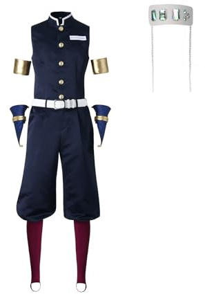 Mens Uzui Cosplay Costume Headwear Set Halloween Party Outfit Uniform Full Set, Dark Blue, S