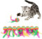 Molain Katzenspielzeug, Bälle mit Feder, Regenbogen-Katzenbälle, interaktives Kätzchenspielzeug, bunte Bälle für drinnen und draußen, Kätzchen, Kätzchen, Kätzchen, Kätzchen, Training, Jagd, mehrfarbig