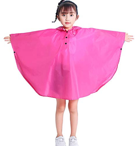 Gaga city Regenponcho Kinder Jungen Regen Poncho Wiederverwendbar Leichte Wasserdicht Regenmantel Rosa/S