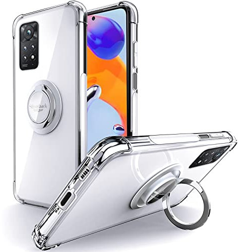 Silverback Coque pour Xiaomi Redmi Note 11 Pro 5G, avec Support à Anneau Rotatif à 360 Degrés, Coque Mince en TPU Souple Antichoc Redmi Note 11 Pro - Transparente