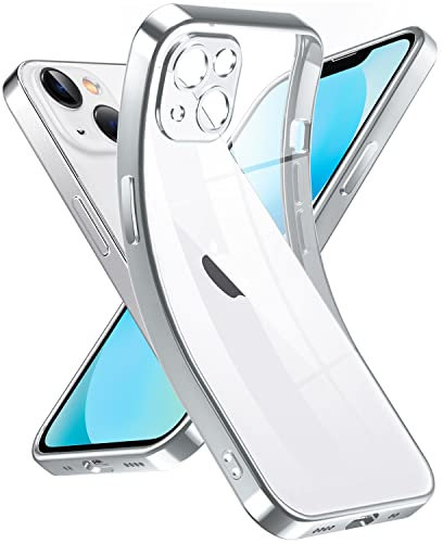 Supdeal Custodia Trasparente per iPhone 13 Mini, Mai Gialla con, Protezione Fotocamera, Cover Case in Silicone Trasparente Ultra Sottile e Leggera, Impronte Digitali Antiaderenti, 5,4, Argento