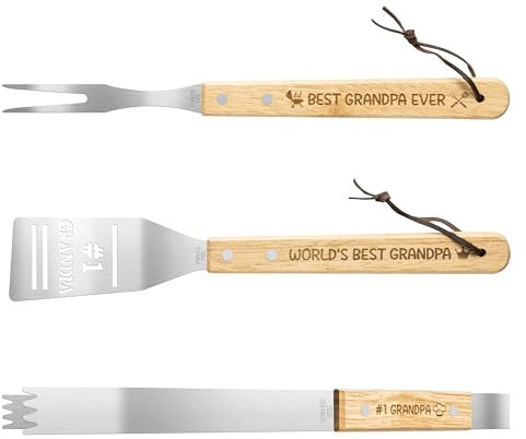 Haooryx 3-teiliges Grillwerkzeug-Set für den Vater, Grillzubehör World's Best Dad, Edelstahl-Grillzange für Männer, Outdoor, Camping, Einweihungsparty, Geschenk, Zubehör, Vatertag, Geburtstag