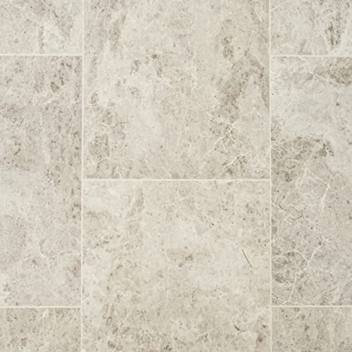 Marble & Stone Effect Vinyl Flooring 2.5mm Thick Lino for Bathroom Kitchen Dining Room (Light Marble Tiles, 5m x 3m)