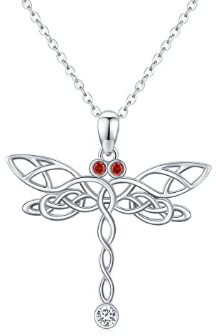 Libelle Kette 925 Sterling Silber Libelle Anhänger Libelle Halskette Damen Keltischer Anhänger Tier Schmuck Geschenke für Frauen Mädchen