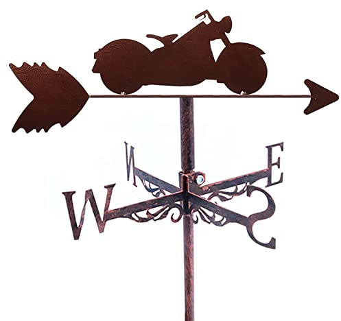 COTBY Girouette de Moto avec Support en métal pour Montage sur Le Toit Girouette Indicateur de Direction du Vent Girouette Décoration de Cour de Jardin extérieur