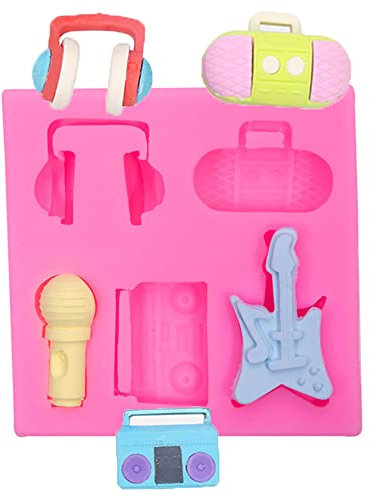 Guratapa Rock Disco Boombox Mikrofon Radio Bass Silikonformen für DIY Fondant Süßigkeiten Herstellung Schokolade Form Desserts Eiswürfel Gummi Ton Keks Gips Harz Cupcake Topper Kuchen Dekor Formen