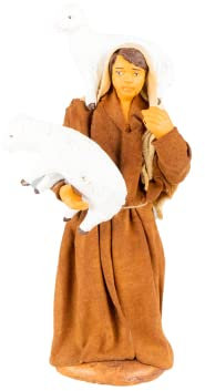 Holyhome Pastore con 2 pecore per Presepe da 10 cm (3,93 Inch) Scala 1:20 - Presepe Napoletano in Terracotta Vestita, Realizzato e Dipinto a Mano, Made in Italy