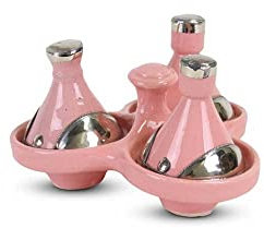 Tajine mini rose avec métal 3 pièces | Safaary