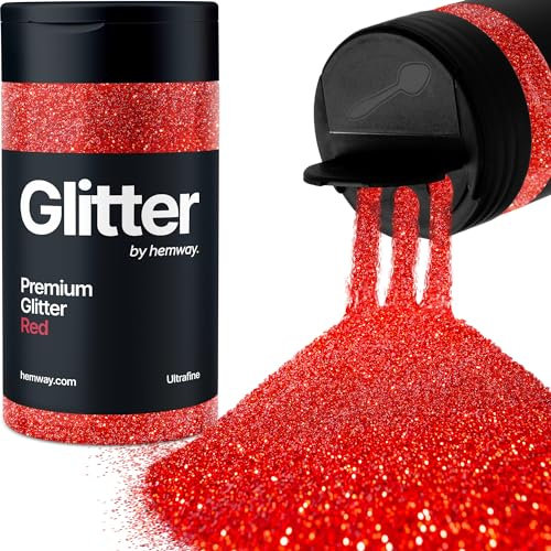 Hemway Premium Glitter Shaker - Red | Ultrafine Metallic Flake Sequins for Resin & Epoxy Crafts | Craft Supplies for Tumblers, Festival, Hair, Face, Body, Eye & Nail Art | 130 g