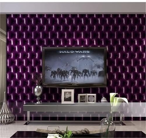 SAIMEYI Luxury European 3D Wallpaper. Faux Leather Soft Wallpaper. For TV Background, Bedroom, Living Room Entrance. Pvc Wallpaper (Purple-54806)