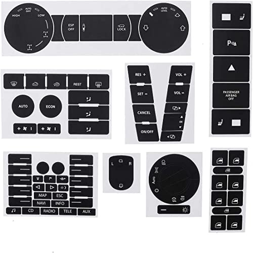 Beekeg Auto Matte Black Worn Button Repair Kit Aufkleber kompatibel mit/compatible with/für vw Volkswagen Touareg 2004-2009
