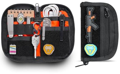 VIPERADE VE21 EDC Pouch - Small EDC Bag with 6 Compartments, Multitool Pocket Organiser Pouch with Patches Area, Nylon Tool Bag