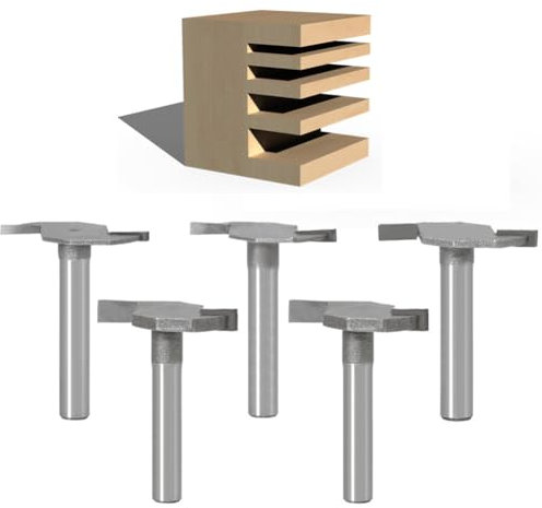 WSOOX Slot Router Bits with 1/4 Shank 5PCS Slotting Cutter Router Bit Set Cutting Heigh:5/64,3/32,1/8,3/16,1/4.