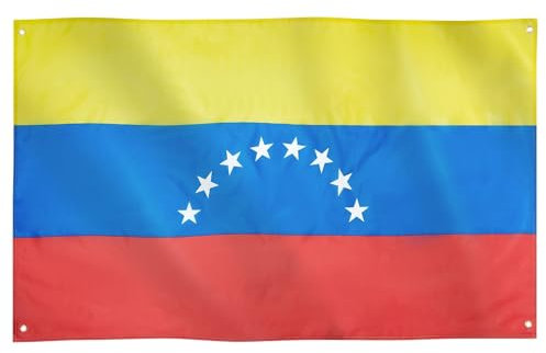 Runesol Bandera de Venezuela, 91x152cm, 3ft x 5ft, 4 Ojales, Ojal en Cada Esquina, República Bolivariana, Bandera Venezolana, Banderas Premium, Exterior, Día de la Declaración de la Independencia