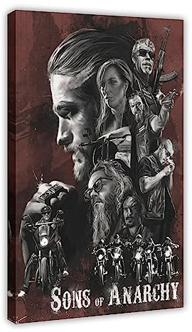 ZAPORA Filmposter Sons of Anarchy, Leinwand-Poster, Wandkunst, Dekor, Bild, Gemälde für Wohnzimmer, Schlafzimmer, Dekoration, Rahmen-Stil, 20 x 30 cm