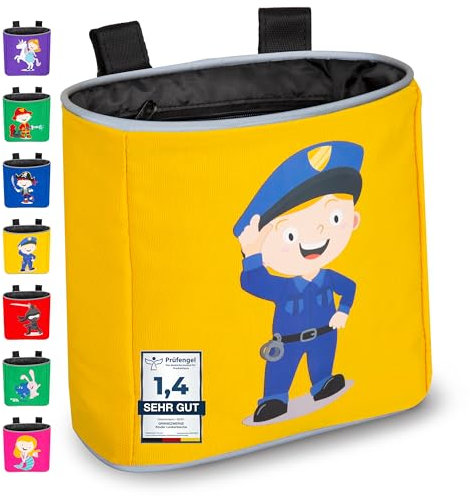 GRINSEZWERGE Kinder Lenkertasche | Laufrad Lenkertasche | Fahrrad Lenker Tasche | Fahrradkorb Fahrradtasche Laufradtasche Lenkerkorb | Dreirad Scooter Roller Tasche Zubehör Kinderfahrrad | Polizist