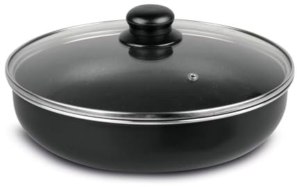 Sitram 712771 Sauteuse Aluminium pressé noir FAMILY Ø 26 cm H 6.5 cm + Couvercle vapeur en verre, Revêtement anti-adhésif sans PFOA, compatible manche SITRAMOVIBLE - Tous feux dont induction