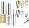 MIZHSE Metallic Painting Gel Set - 2 Farben Sliver und Gold Painting Gel, 3D Crome Glue Nail UV, Gold Pigment Nagel, Metallic Silber UV Lack, Liner Nail Art 7ml 2PCS