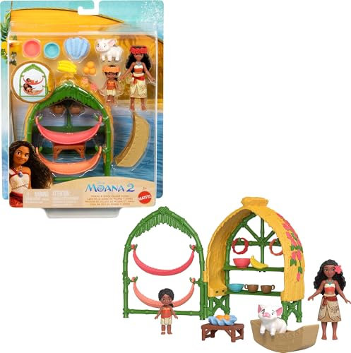 Moana Lot de 2 Jeux Maison Moana et Simea avec Pua et Accessoires pour Filles de 3 Ans et Plus