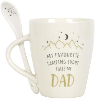 Tech Island Dad Coffee, Father’s Day Coffee, 300ml Drinks Cup, Christmas, New Year, Birthday Mug Gift (DAD Camping Buddy Mug)