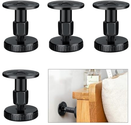 WWYSSZ 4 Pièces Support de Tête de Lit Fileté Réglable 26-60 mm Stabilisateur de Cadre Outil de Anti-secousse, Pieds de Meuble Réglables, escamotable, pour Lits,Canapé, Armoire (Noir)